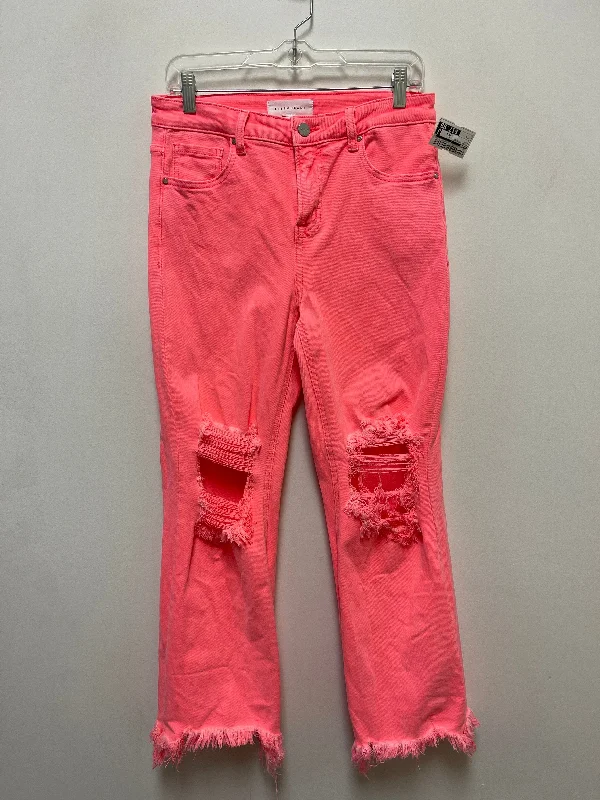 Relaxed Dresses Jeans Wide Leg By Risen In Pink, Size: 8
