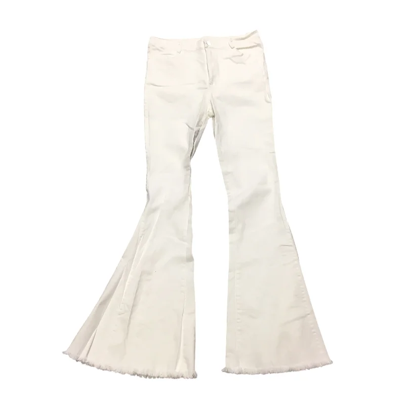 Elegant And Simple Jeans Wide Leg By Vestique In White, Size: L