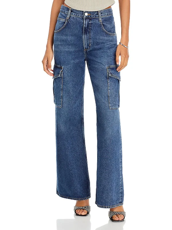 Noble Temperament Minka Womens High Rise Denim Cargo Jeans