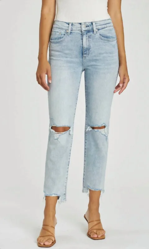 Celebrity Style Monroe High Rise Slim Cigarette Jeans In Dune Distressed