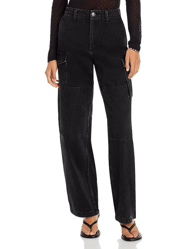 Soft Touch Nora Womens Featherweight Mid Rise Cargo Jeans