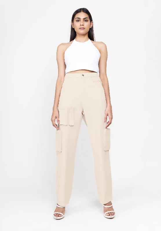 Outdoor Trend Palish Peach Straight Fit Utility Jeans