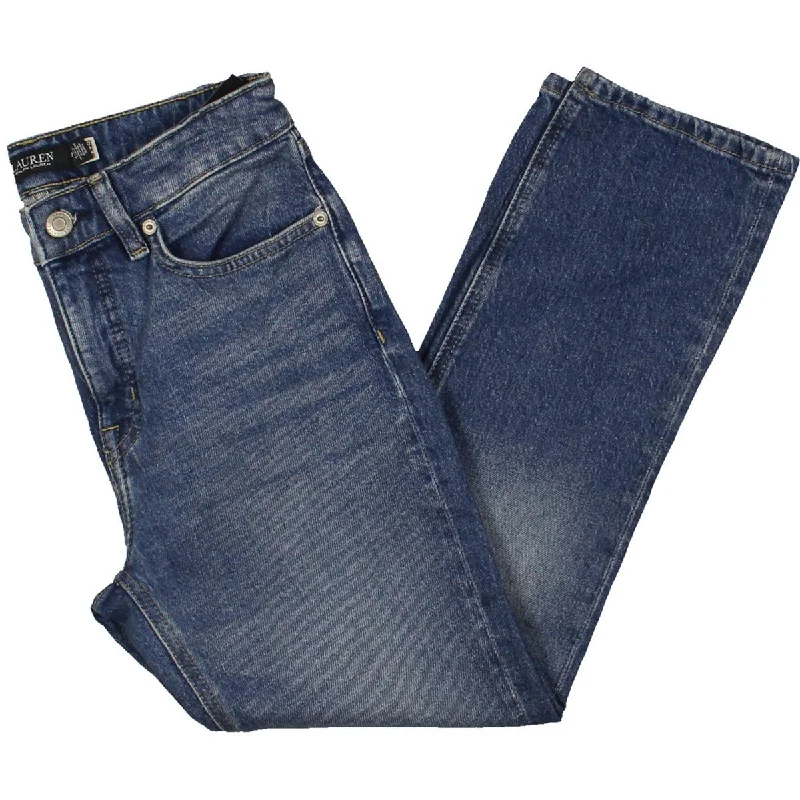 British Fashion Petites Womens Denim Distressed Ankle Jeans