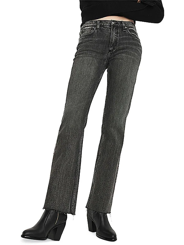 Effortless Dressing Peyton Womens Mid Rise Raw Hem Bootcut Jeans