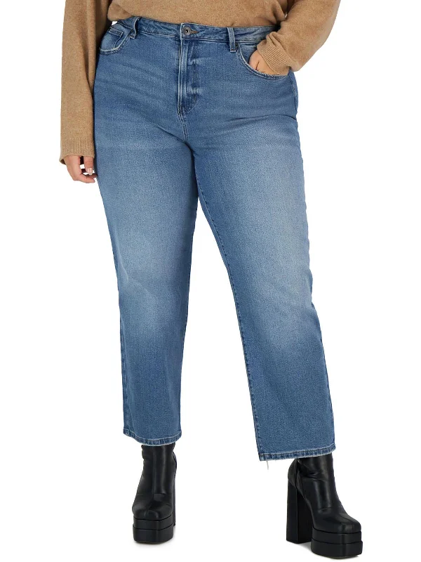 Fashion Comfort Plus The Retro Womens Hi-Rise Relaxed Straight Leg Jeans