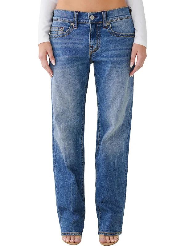 Casual Street Ricki Womens Whisker Wash Relaxed Straight Leg Jeans