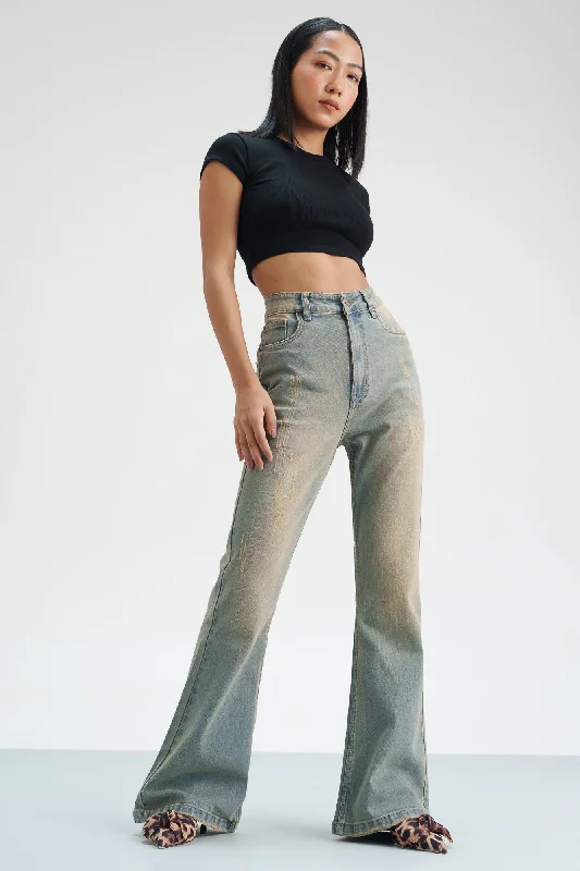 Comfortable Outfits Distressed Sky Bootcut Jeans