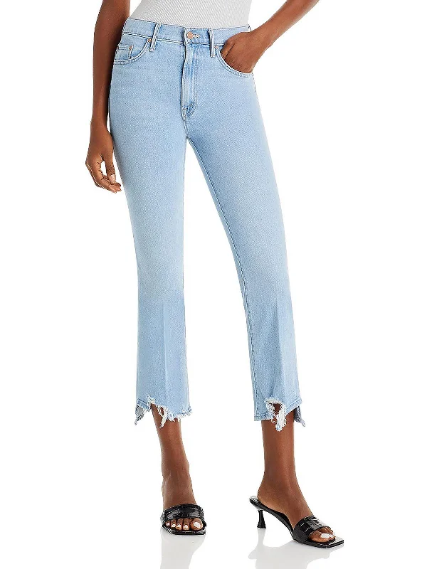 Womens Denim Light Wash Cropped Jeans