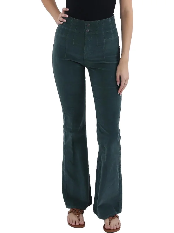 Easy Fashion Womens High Rise Corduroy Flared Jeans