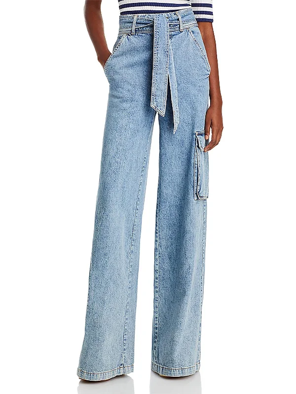 Light Layers Womens High Rise Denim Cargo Jeans