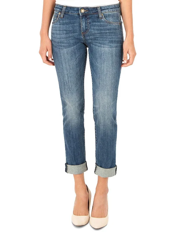 Womens High Rise Faded Boyfriend Jeans