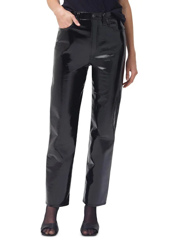 Exclusive Customization Womens Recycled Leather Blend Pinch Waist Straight Leg Jeans