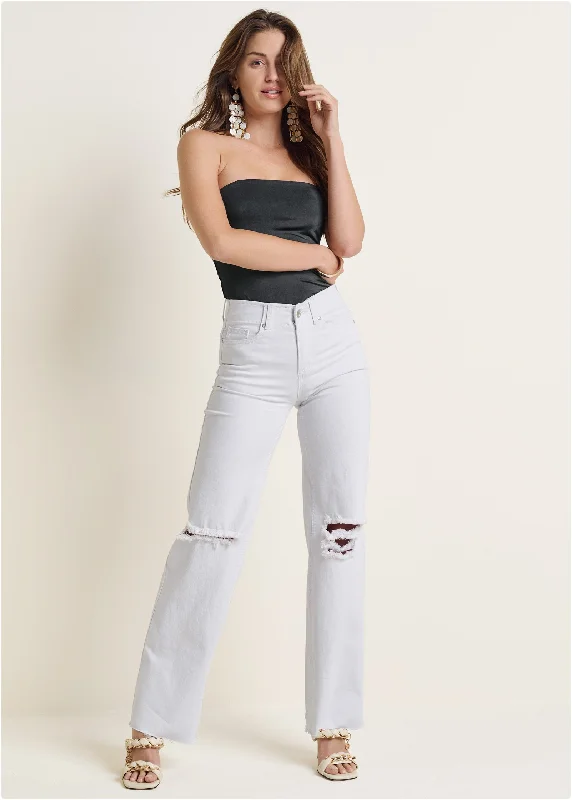 Laura Crop Wide Leg Jean - White Denim