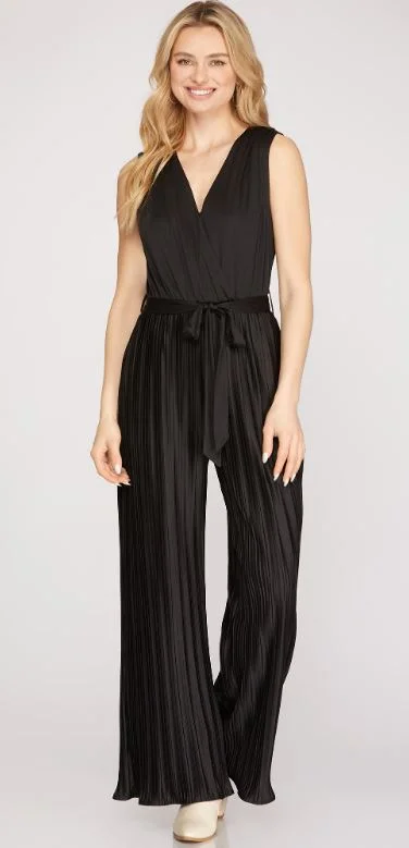 Modern Chic Black Pleated Jumpsuit