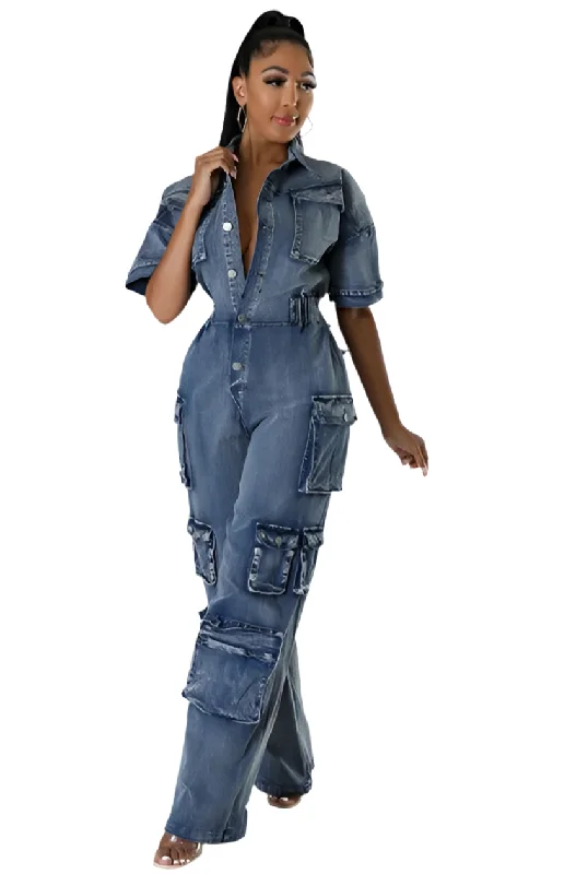 Cute Design Cargo Girl Jumpsuit
