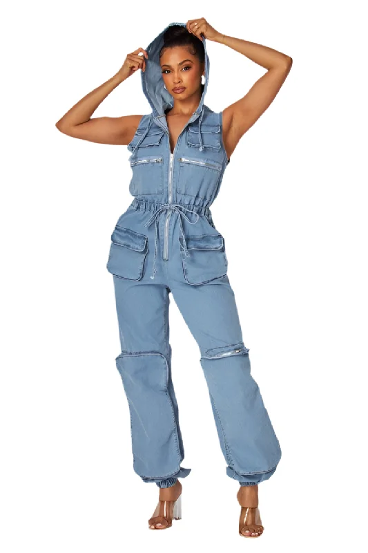 High Street Design Cargo Hoodie Jumpsuit