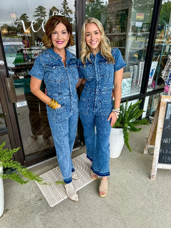 Urban Style Denim Washed Jumpsuit