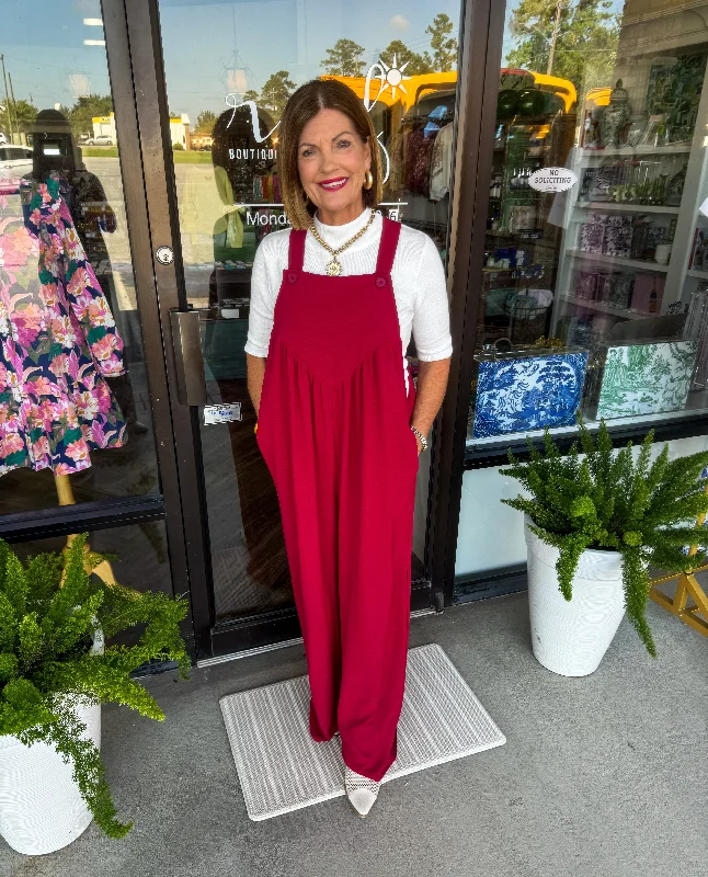 Layered Style Juile Jumpsuit: Red