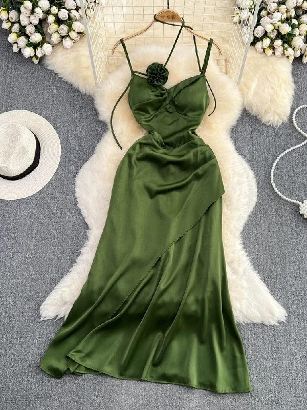 Fashion Selection Olive Rosette Midi Dress