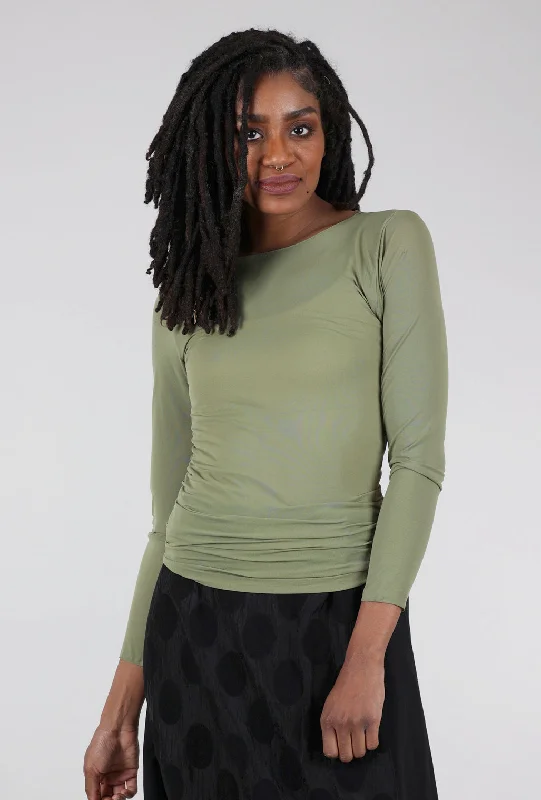 Solid Raw Edge Second Skin Top, Moss