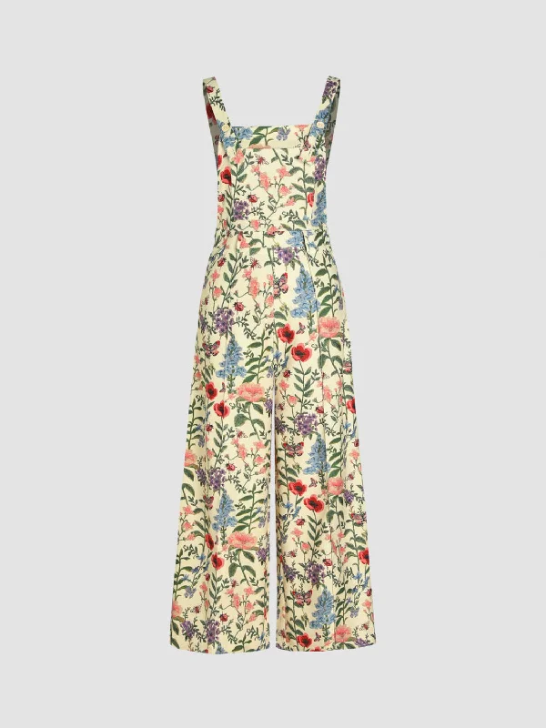 Floral Wide Leg Overalls