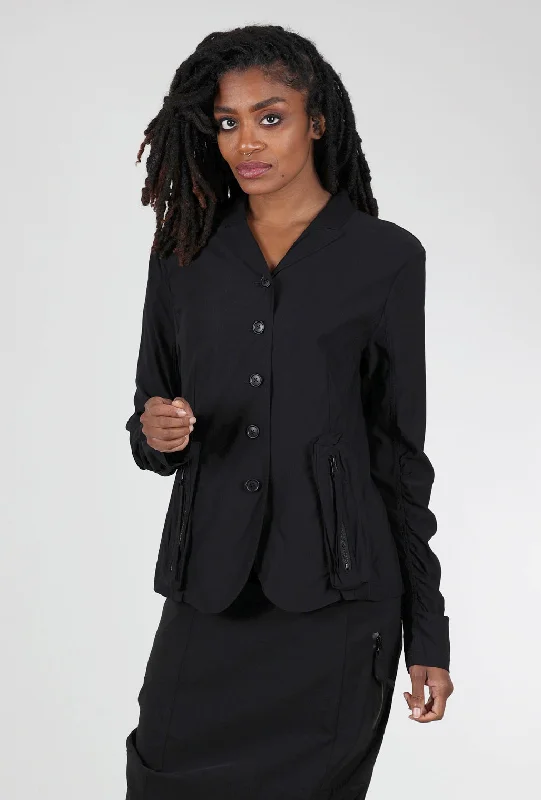 Twill Tech Zip Pocket Jacket, Black