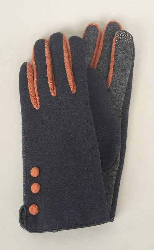 Woven Woolly Button Glove, Marino