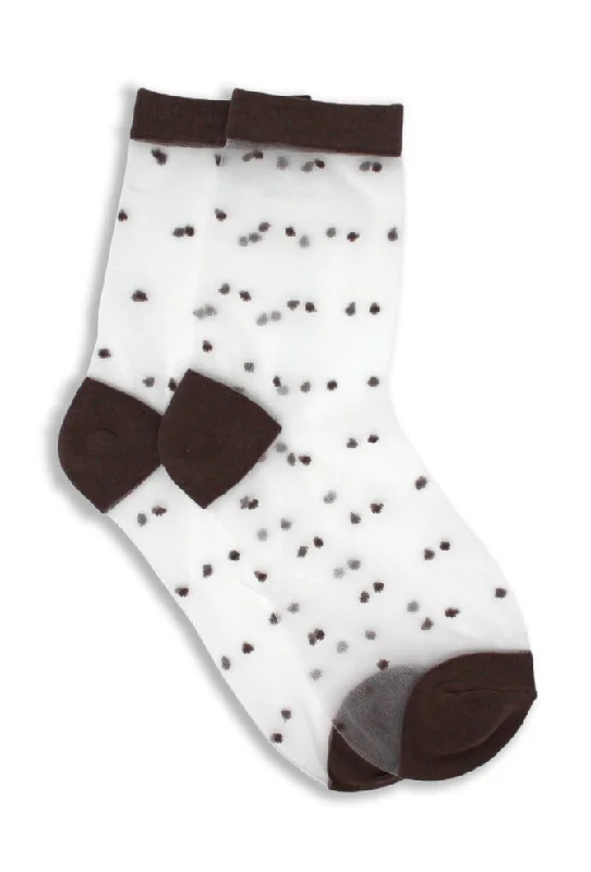 Sheer Dots Socks, Cocoa