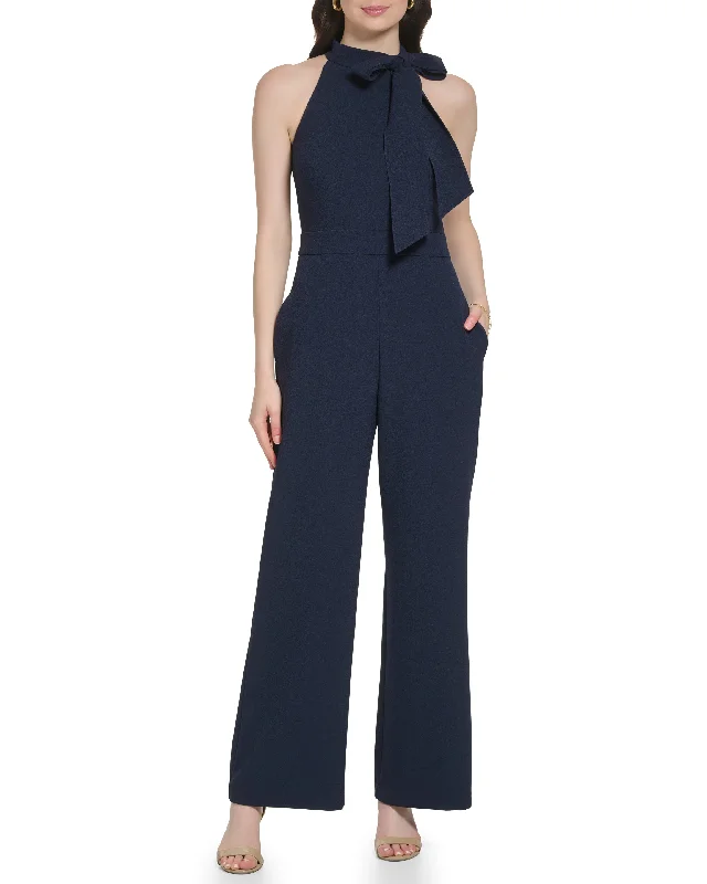 Petite Bow-Neck Sleeveless Jumpsuit