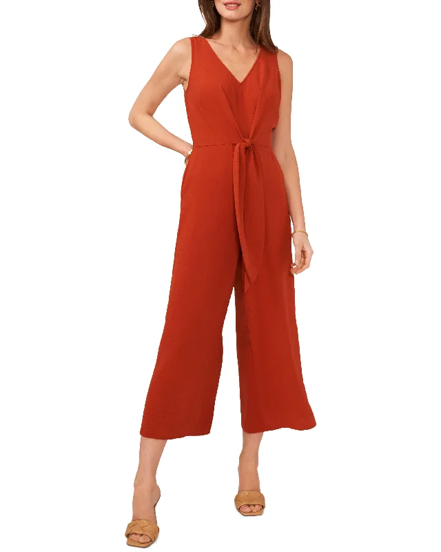 V-Neck Jumpsuit With Front Tie