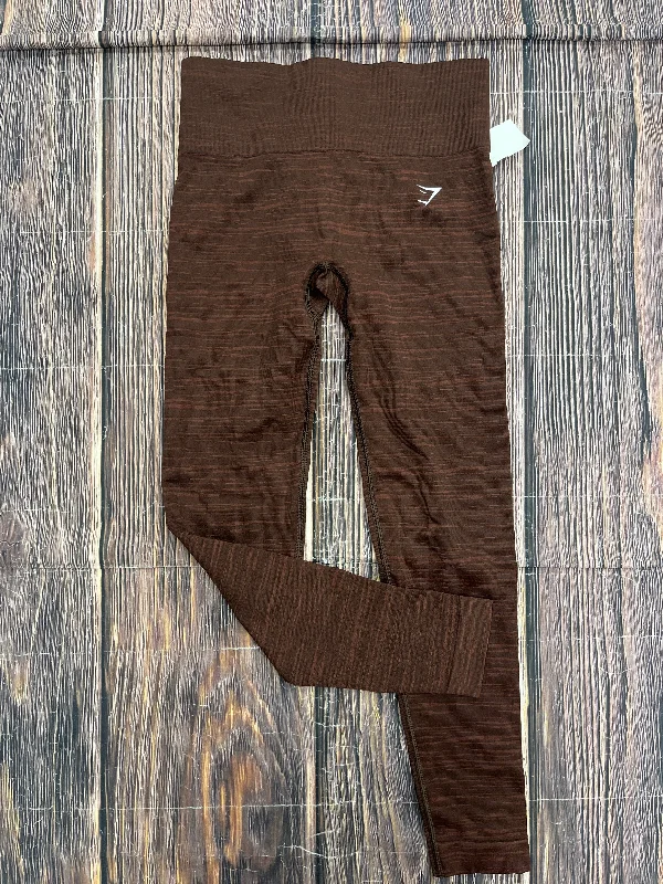 Elegant Outline Brown Athletic Leggings Gym Shark, Size S
