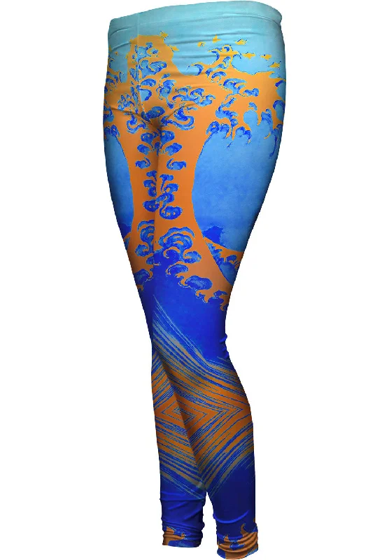 Relaxed Looks Pop Art Hokusai - "The Great Wave Orange Blue " (1830)