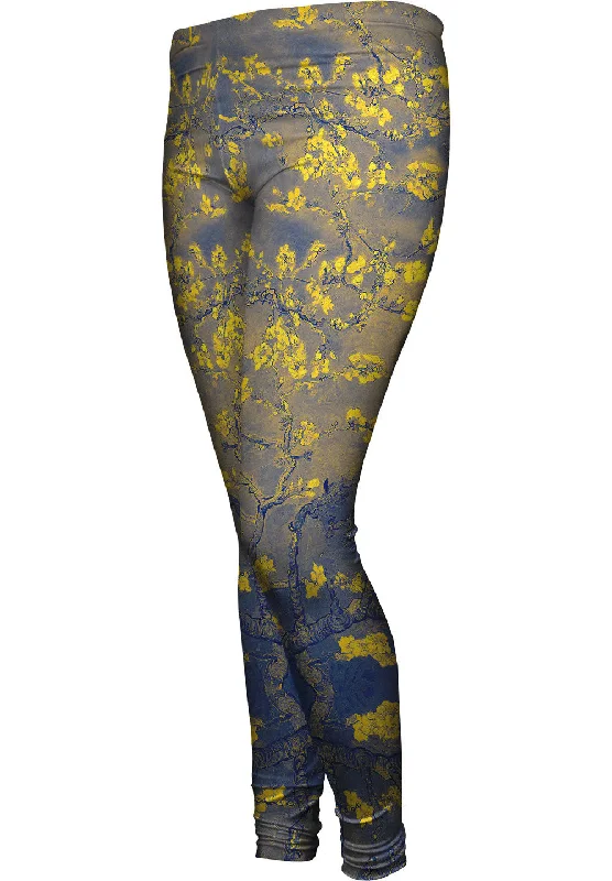 Warm Chic Pop Art - "Van Gogh Blossoming Navy Gold" (1890)