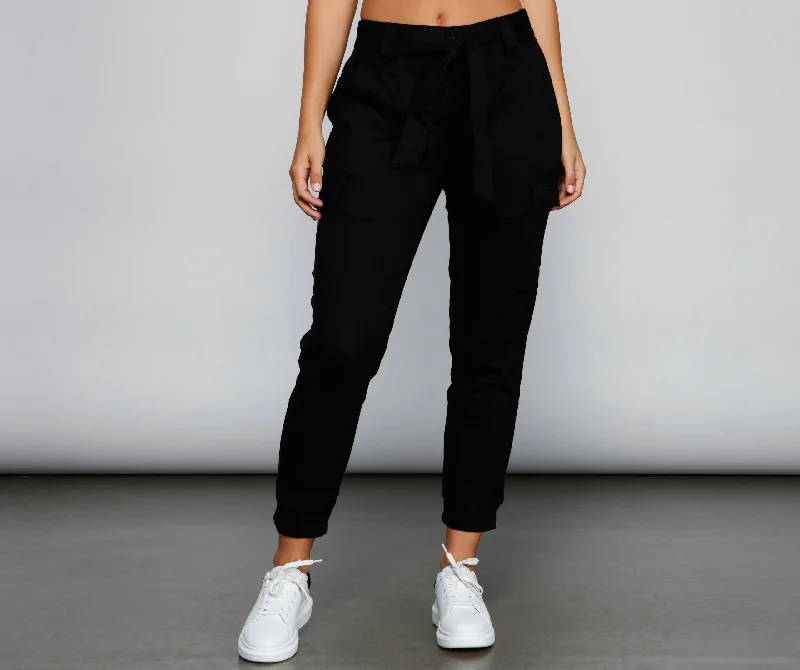Romantic Temperament Basic And Chic High Waist Cargo Pants