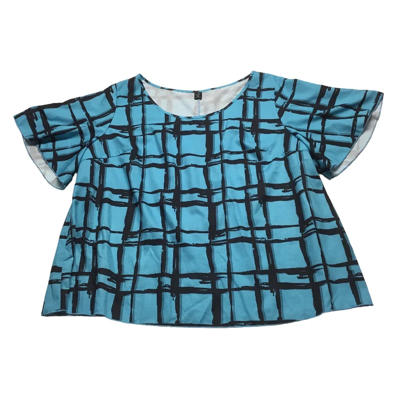 Versatile Outfits Black & Blue Top Short Sleeve Shein, Size 3x