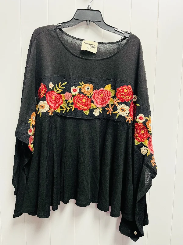 Light Layers Black & Red Tunic Short Sleeve Savanna Jane, Size 3x