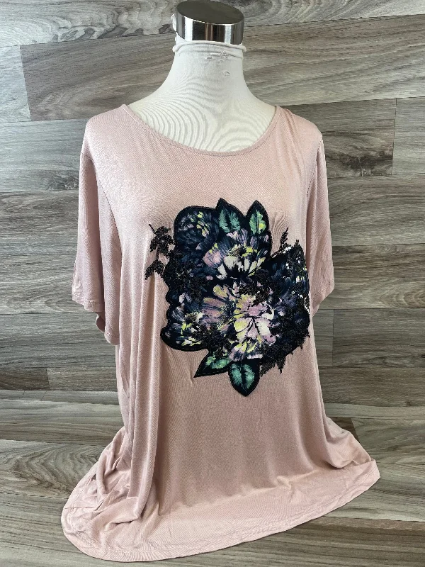 Casual Style Black & Tan Top Short Sleeve Apt 9, Size 1x