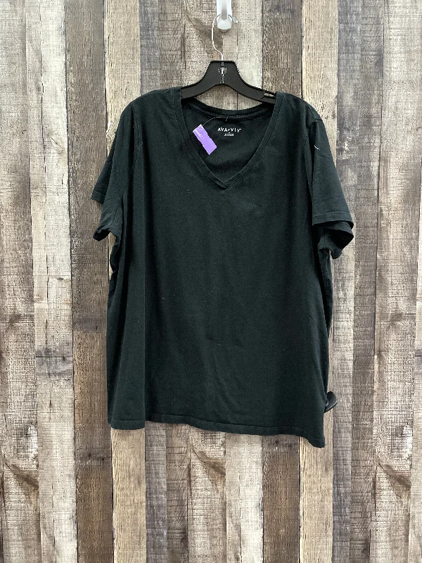 Warm Winter Series Black Top Short Sleeve Basic Ava & Viv, Size 2x