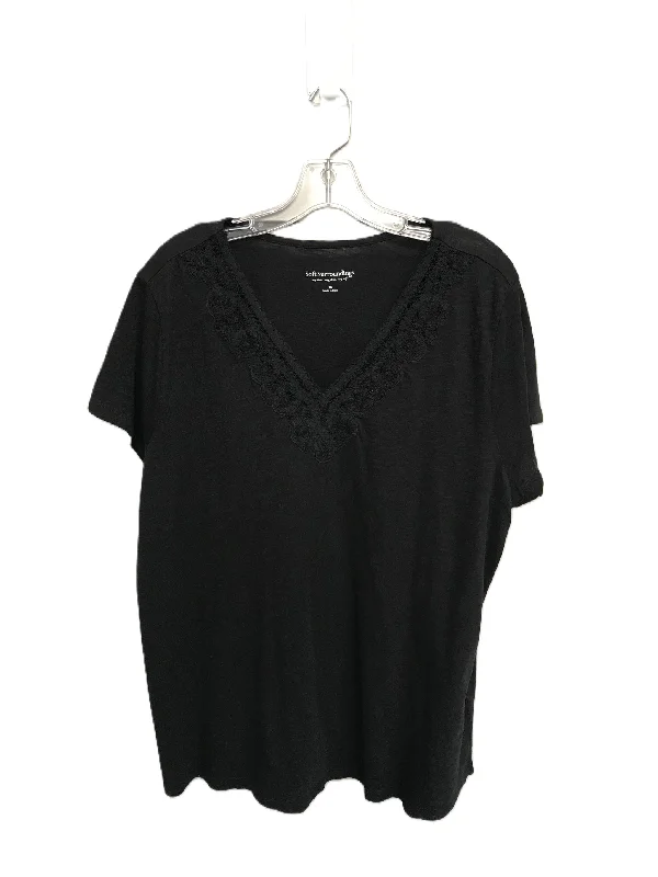 Sports Fashion Black Top Short Sleeve Basic By Soft Surroundings, Size: 1x