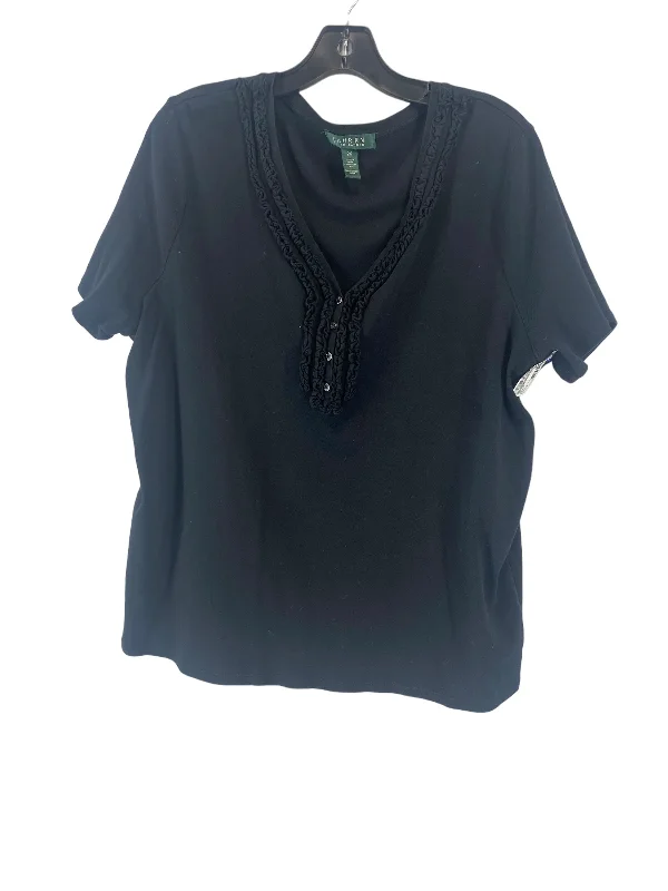 Versatile Wear Black Top Short Sleeve Lauren By Ralph Lauren, Size 2x