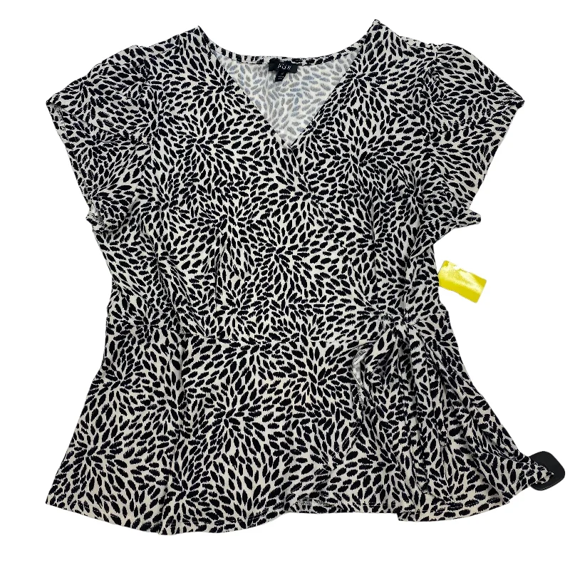 Celebrity Style Black & White Top Short Sleeve Auw, Size 3x