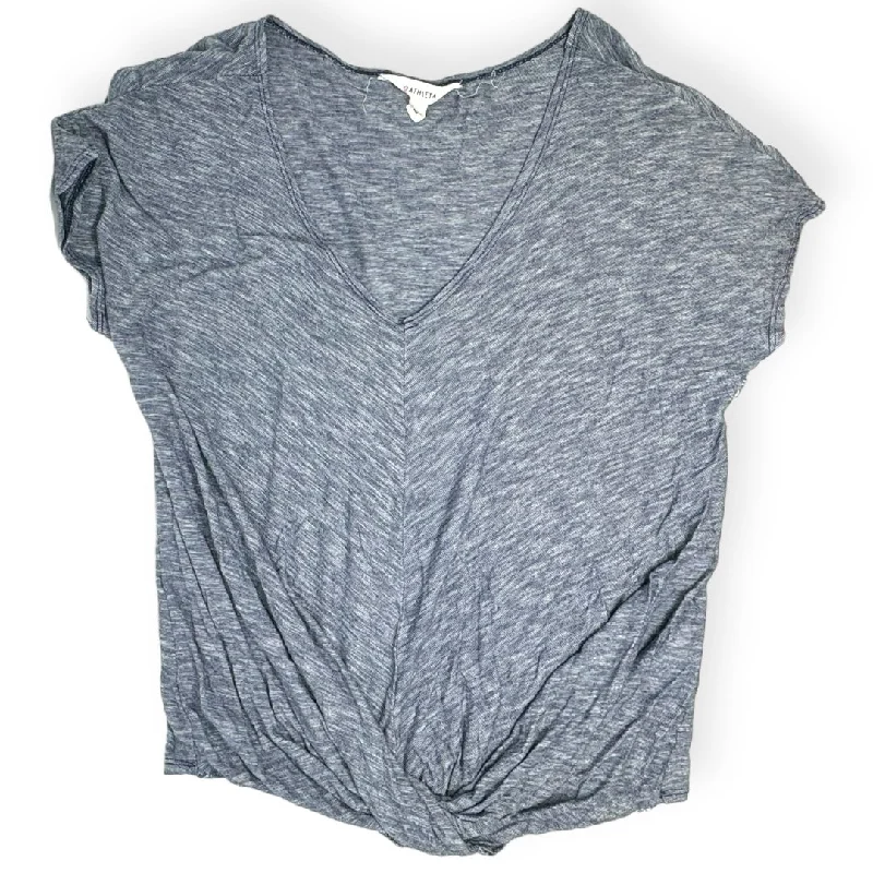 Ethnic Style Blue Athletic Top Short Sleeve Athleta, Size S