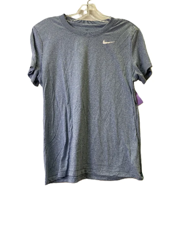 Mid-length Style Blue Athletic Top Short Sleeve By Nike, Size: L
