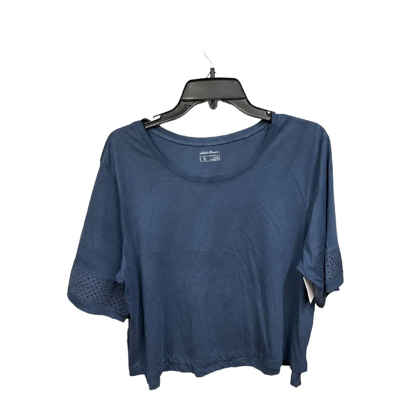 Luxury Fashion Blue Athletic Top Short Sleeve Eddie Bauer, Size L