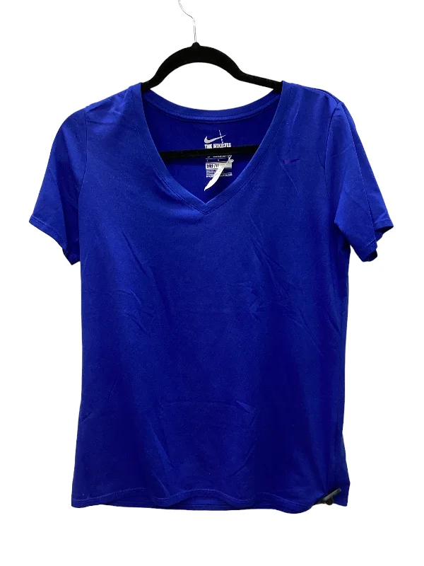 Fresh And Fashionable Blue Athletic Top Short Sleeve Nike Apparel, Size L