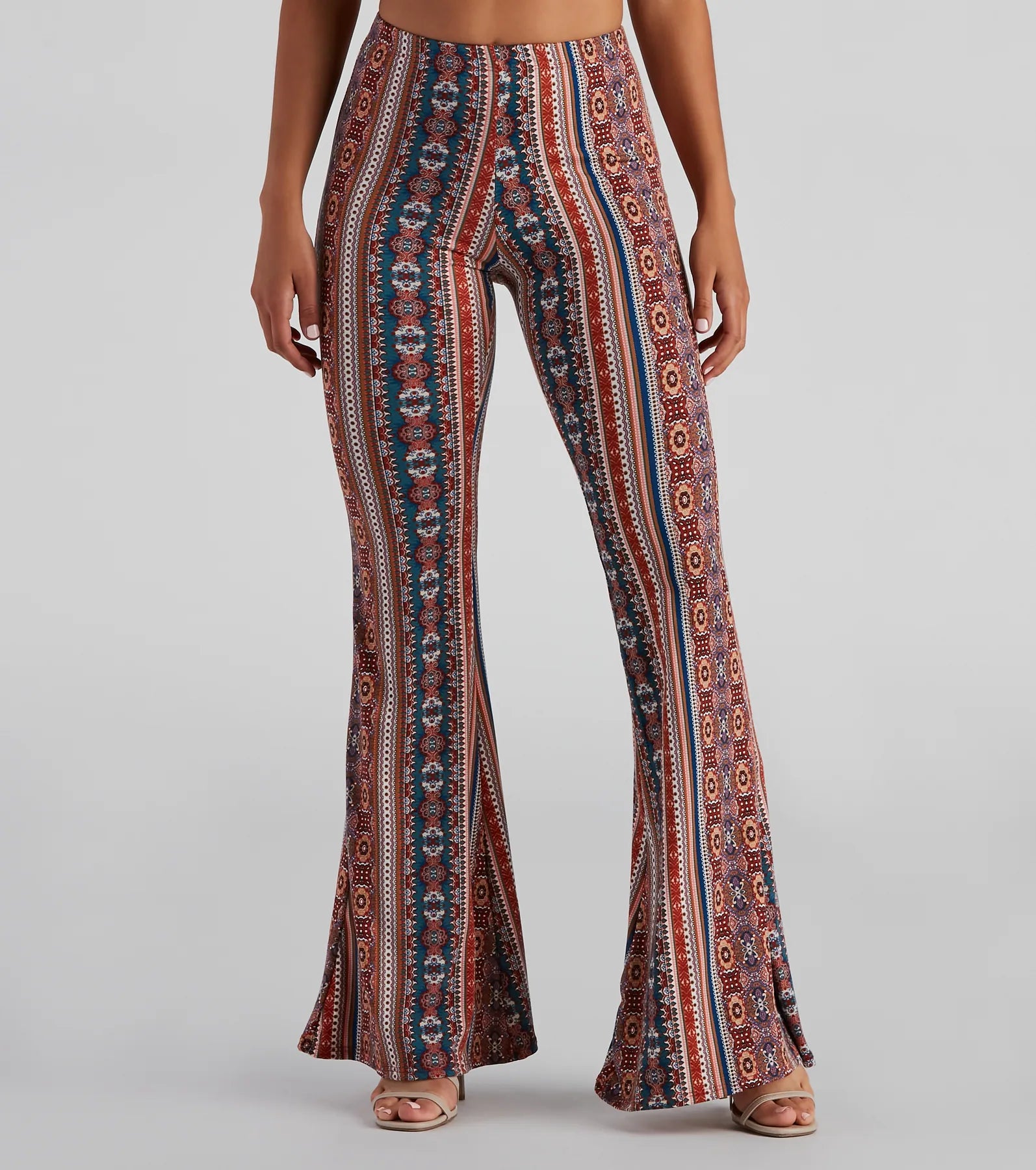 Elegant And Elegant Bohemian Daze Medallion Print Flare Pants