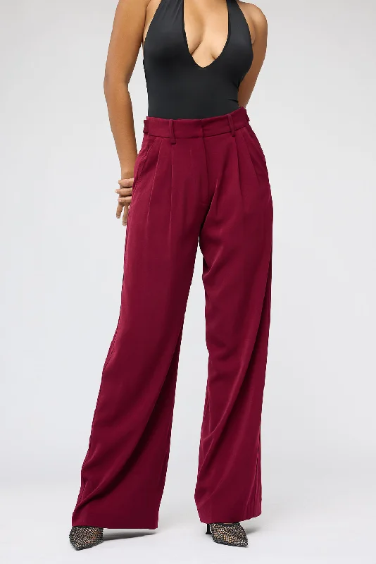 Deep Crimson Adjustable Korean Pants