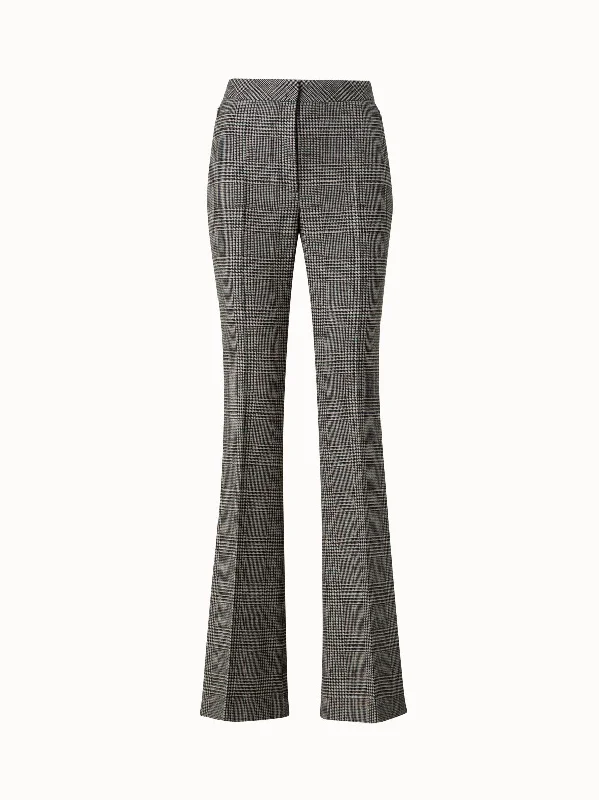 Sweet Breath Cashmere Bootcut Pants with Prince of Wales Check