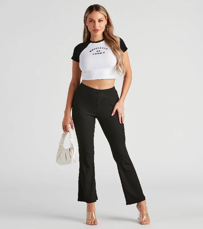 Retro Prints Casual Days Ribbed Knit Pants