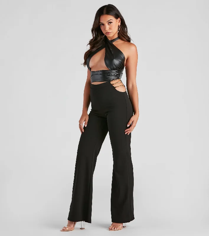 Soft Style Chain of Scene Crepe Wide Leg Pants